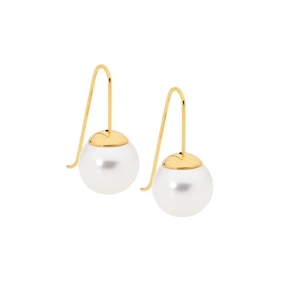 Ellani Gold Steel Pearl Earrings