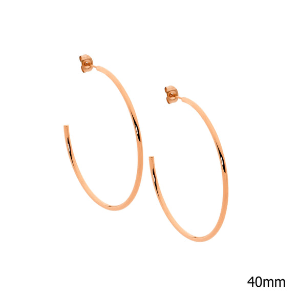 Ellani Rose Steel 40mm Hoop Earrings
