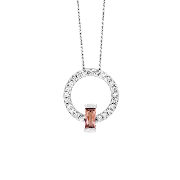 Ellani Rhodolite and Clear CZ Coloured Necklace