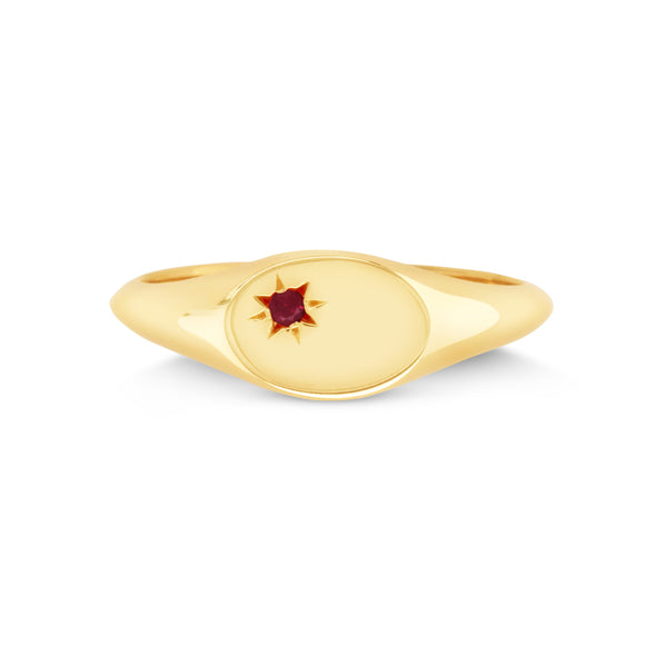 9ct Gold Oval Ruby Signet Ring