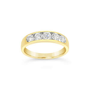 9ct Yellow Gold Channel Set Ring, One Carat of Diamonds