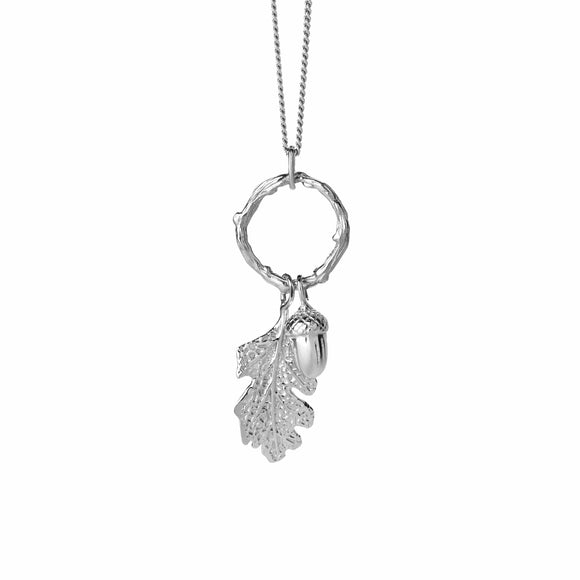 Karen Walker Acorn & Leaf Loop Necklace Silver