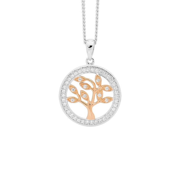 Ellani Silver & Rose Tree of Life Pendant