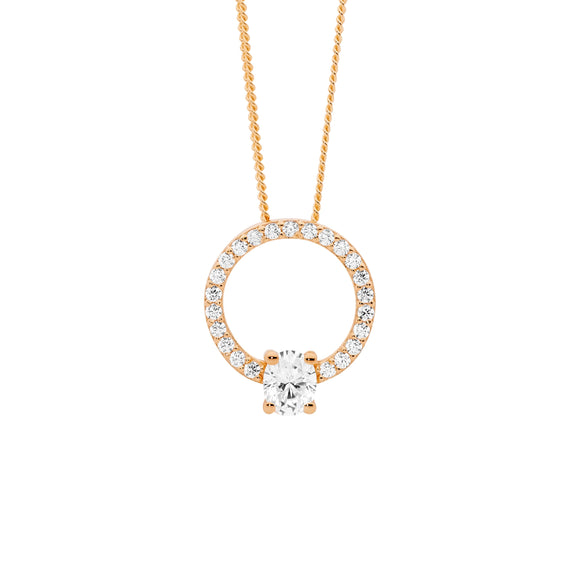 Ellani Open Circle CZ Necklace