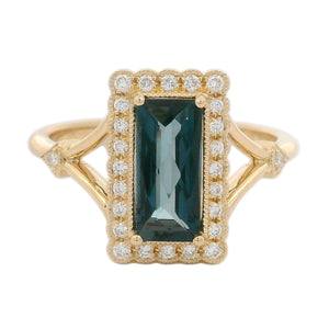 9ct Gold London Blue Topaz & Diamond Ring