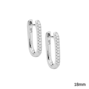 Ellani Silver CZ Oval Huggie Earrings