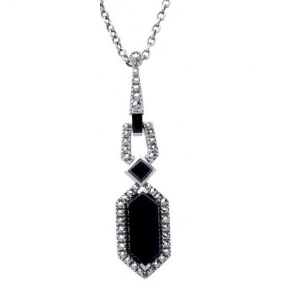 Esse Onyx and Marcasite Necklace