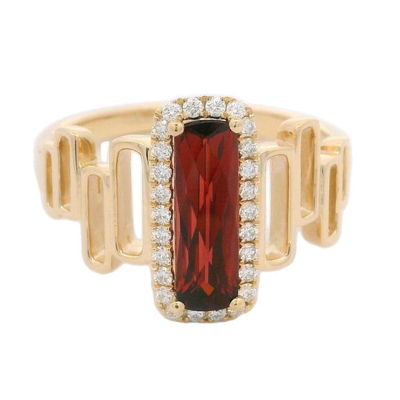 9ct Gold Garnet & Diamond Ring