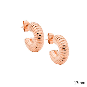 Ellani Rose Steel Corrugated Hoop Earrings