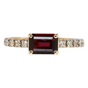 9ct Gold Rhodalite Garnet and Diamond Ring
