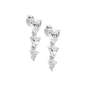 Ellani Silver Pear Shaped CZ Drop Earrings