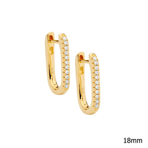 Ellani Gold CZ Oval Huggie Earrings