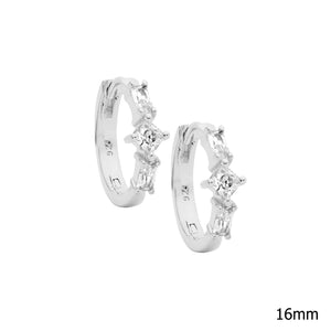 Ellani Silver Baguette & Princess Cut CZ Earrings