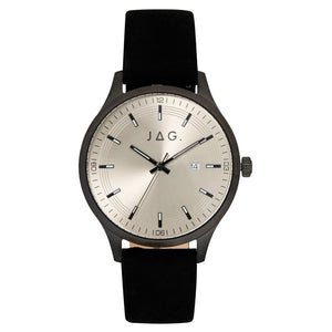 JAG 'Fitzroy' Mens Black Case Watch with Leather Strap