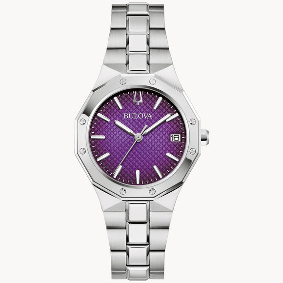 96M168 Bulova Ladies Purple Dial Steel Watch