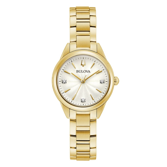 Bulova Ladies Gold Watch With Diamonds