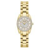 98X137 Bulova Ladies Gold Crystal set dress watch.  Comes in a set with two bracelets.