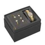 98X137 Bulova Ladies Gold Crystal set dress watch.  Comes in a set with two bracelets.
