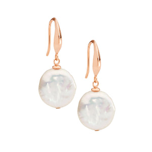 Ellani Rose Freshwater Pearl Coin Earrings