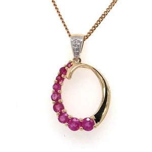 9ct Gold Ruby & Diamond Pendant