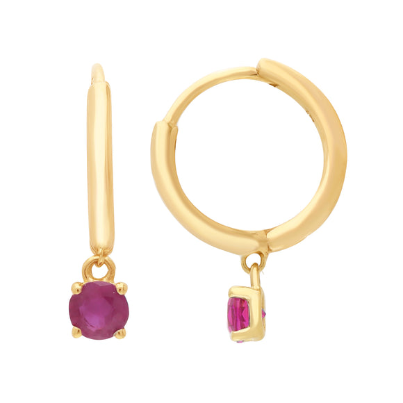 9ct Gold natural Ruby 8mm diameter Huggie earrings. Matching necklace available.