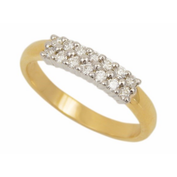 9ct Two Tone Double Row Diamond Ring