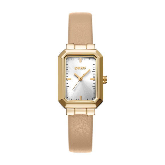 'Everyday Uptown Midi' DKNY watch. 2yr warranty and free delivery NZ wide. Colour Rose gold with nude beige leather strap.