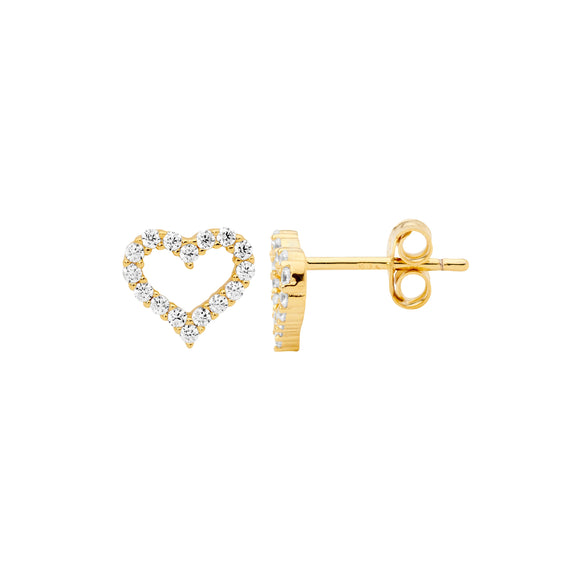 Sparkling heart shaped stud earrings.