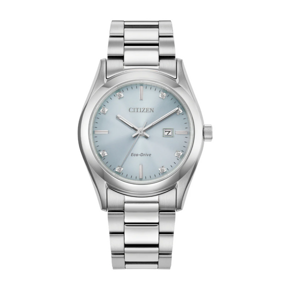 EW2700-54L Citizen Eco-Drive Ladies Steel & Pale Blue Diamond set Watch