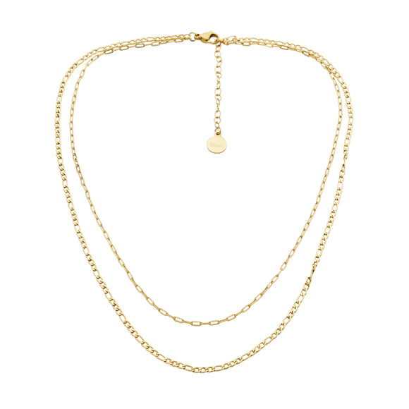Ellani Gold Plated Stainless Steel Double Chain Necklace