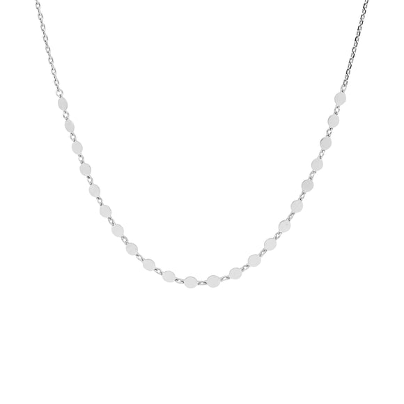 Ellani Stainless Steel Flat Disk Necklace. 42cm length.