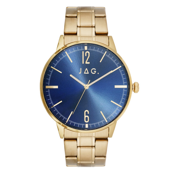 JAG 'Gawler' Gents Blue Dial Gold Watch