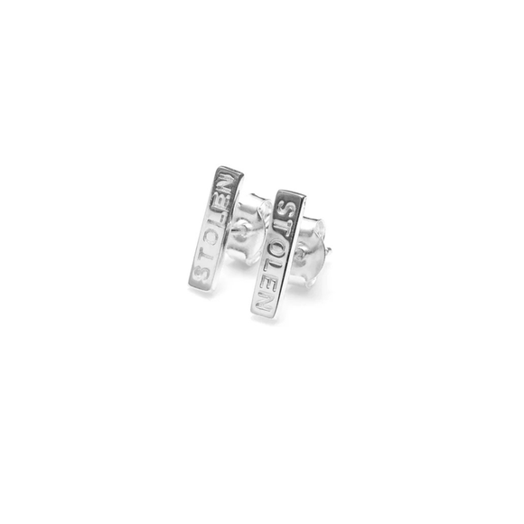 JWL17017 Stolen Girlfriends Club Tiny Stolen Bar Earrings in sterling silver