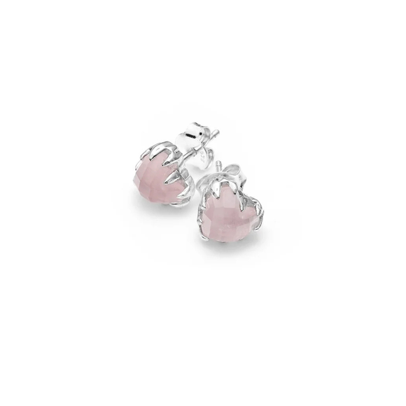 JWL19183R Stolen Girlfriends Club Love Claw Rose Quartz Earrings. Crafted in sterling silver.