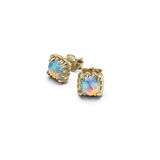 The Mini Claw Studs showcase square-cut faceted Bello Opals in our signature claw setting, crafted in sterling silver with 18k yellow gold plating. 