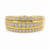 9ct Yellow Gold Multi Row Lab Grown diamond ring. Total of 0.50ct of sparkling lab-grown diamonds set in a stunning 3 row ring. Front view