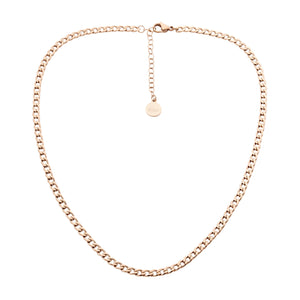 Ellani Rose Steel Curb Chain Necklace 40-45cm