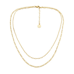 Ellani Gold Steel Double Chain Necklace