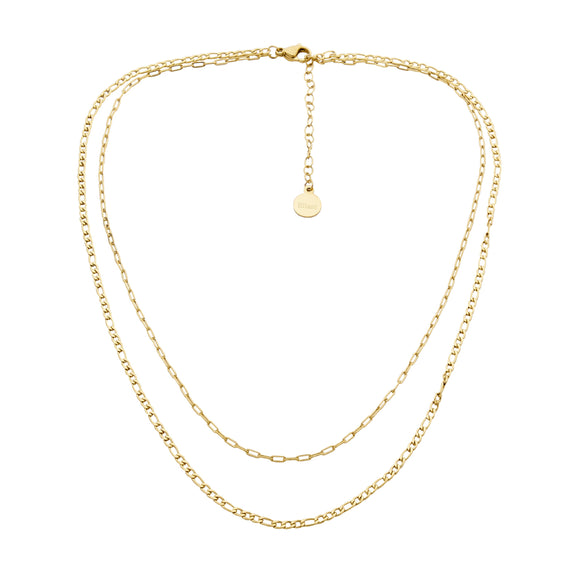 Ellani Gold Steel Double Chain Necklace