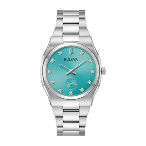 Ladies Bulova Steel Teal Dial Watch