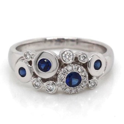 White Gold Diamond & Sapphire Bubble Ring