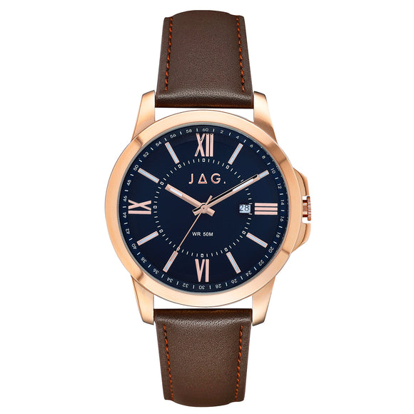 JAG 'Xavier' Rose Gold & Leather Men's Watch