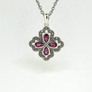 Esse Rhodalite Garnet and Marcasite Necklace