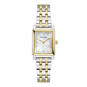 Bulova Ladies Two-Tone Diamond set Rectangle Watch