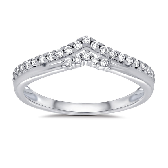 White Gold Diamond Double V Shaped Ring