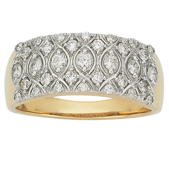 9ct Gold Wide Diamond Band