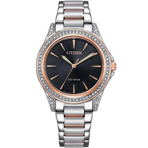 Citizen Eco-Drive Ladies Rose & Steel Watch with Crystals