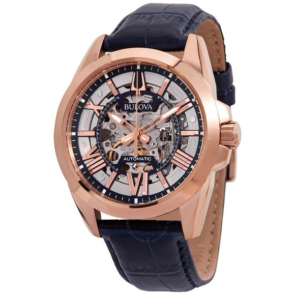 Bulova Gents Automatic Rose Gold & Navy Watch