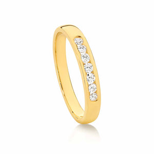 9ct Yellow Gold Diamond Channel Set Ring