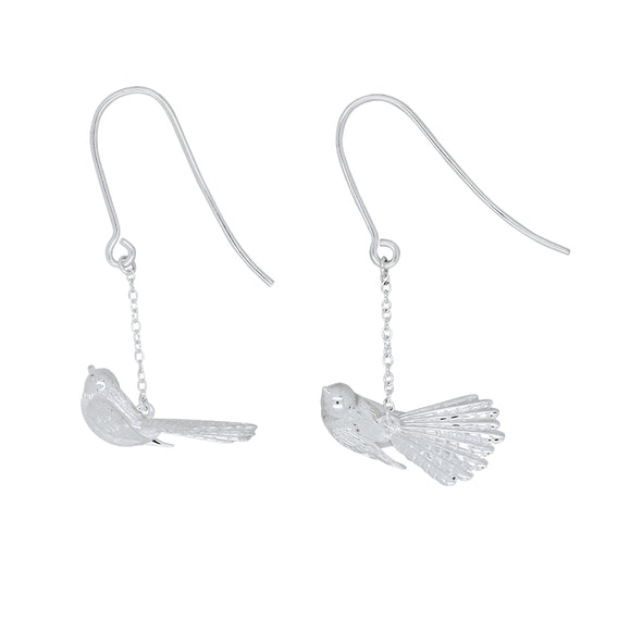 'Momento' Silver Fantail Hook Earrings